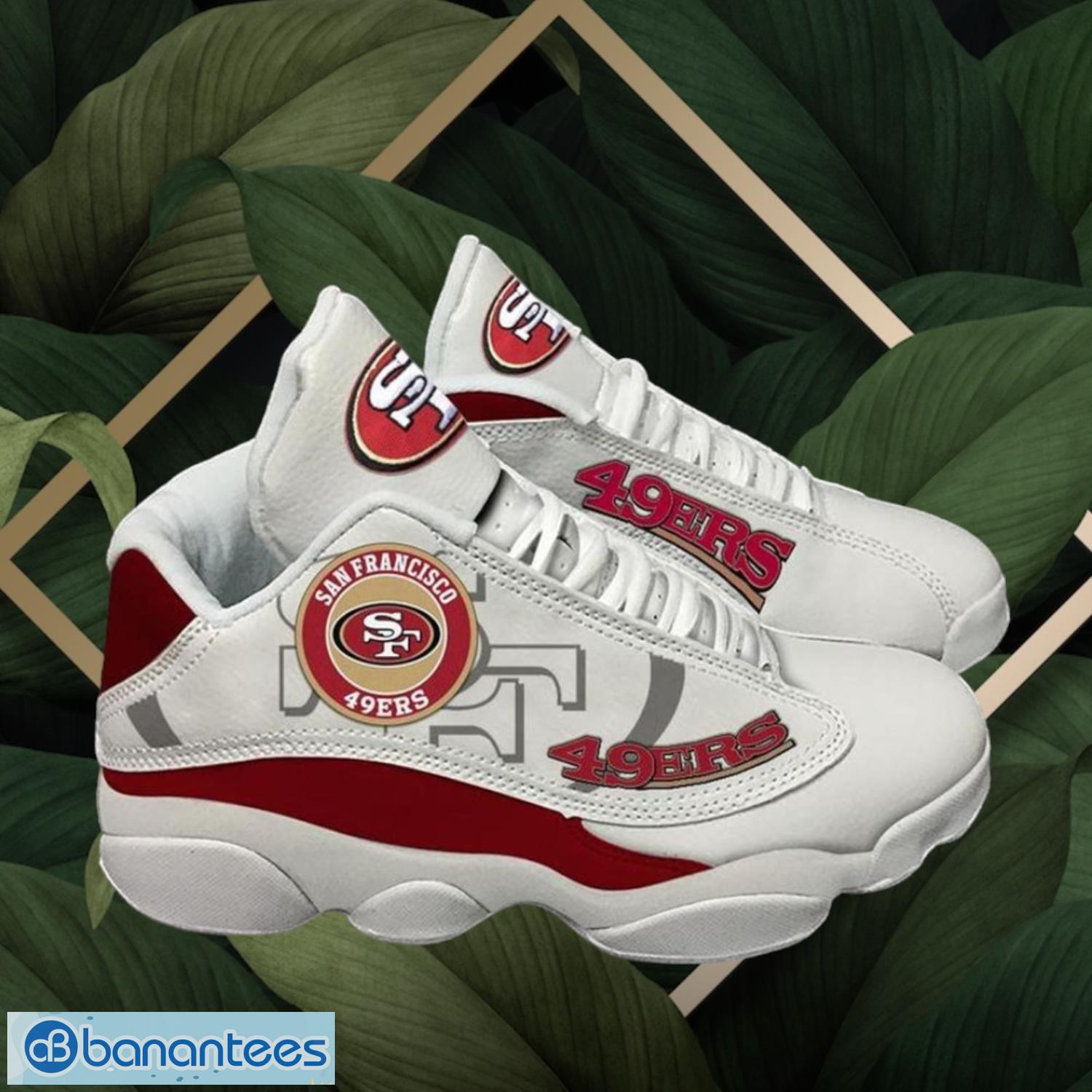 nfl san francisco 49ers logo design white red shoes gift for fans air jordan 13 image NFL San Francisco 49Ers Logo Design White Red Shoes Gift For Fans Air Jordan 13 Product Photo 1