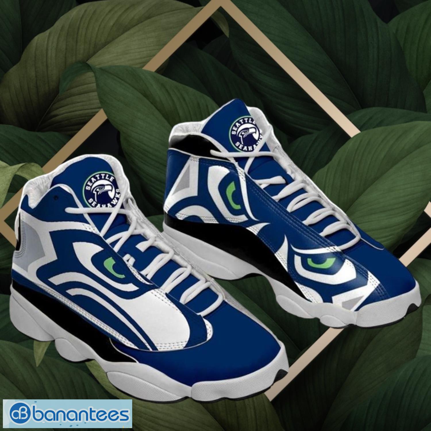 nfl seattle seahawks logo design blue shoes gift for fans air jordan 13 image NFL Seattle Seahawks Logo Design Blue Shoes Gift For Fans Air Jordan 13 Product Photo 1