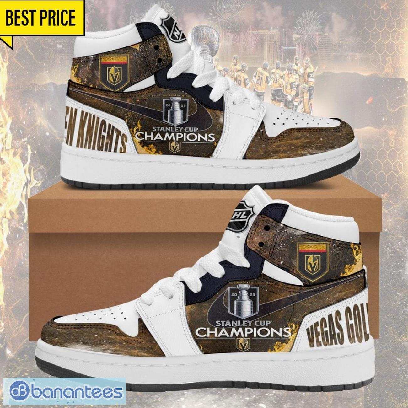 nhl vegas golden knights 2023 stanley cup champions style 1 ultra air jordan 1 sneakers image NHL Vegas Golden Knights 2023 Stanley Cup Champions Style 1 Ultra Air Jordan 1 Sneakers Product Photo 1