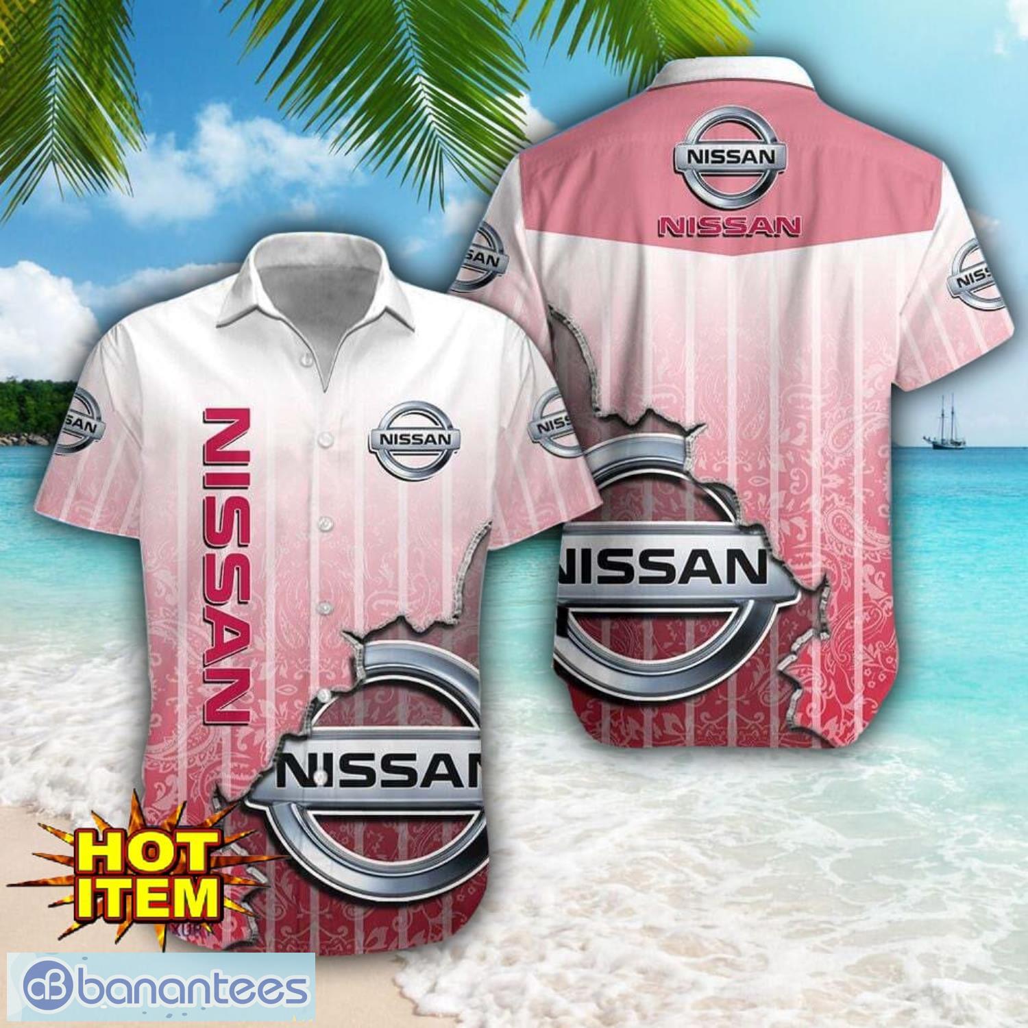 nissan logo broken wall printed 3d hawaiian shirt for fans image Nissan Logo Broken Wall Printed 3D Hawaiian Shirt For Fans Product Photo 1