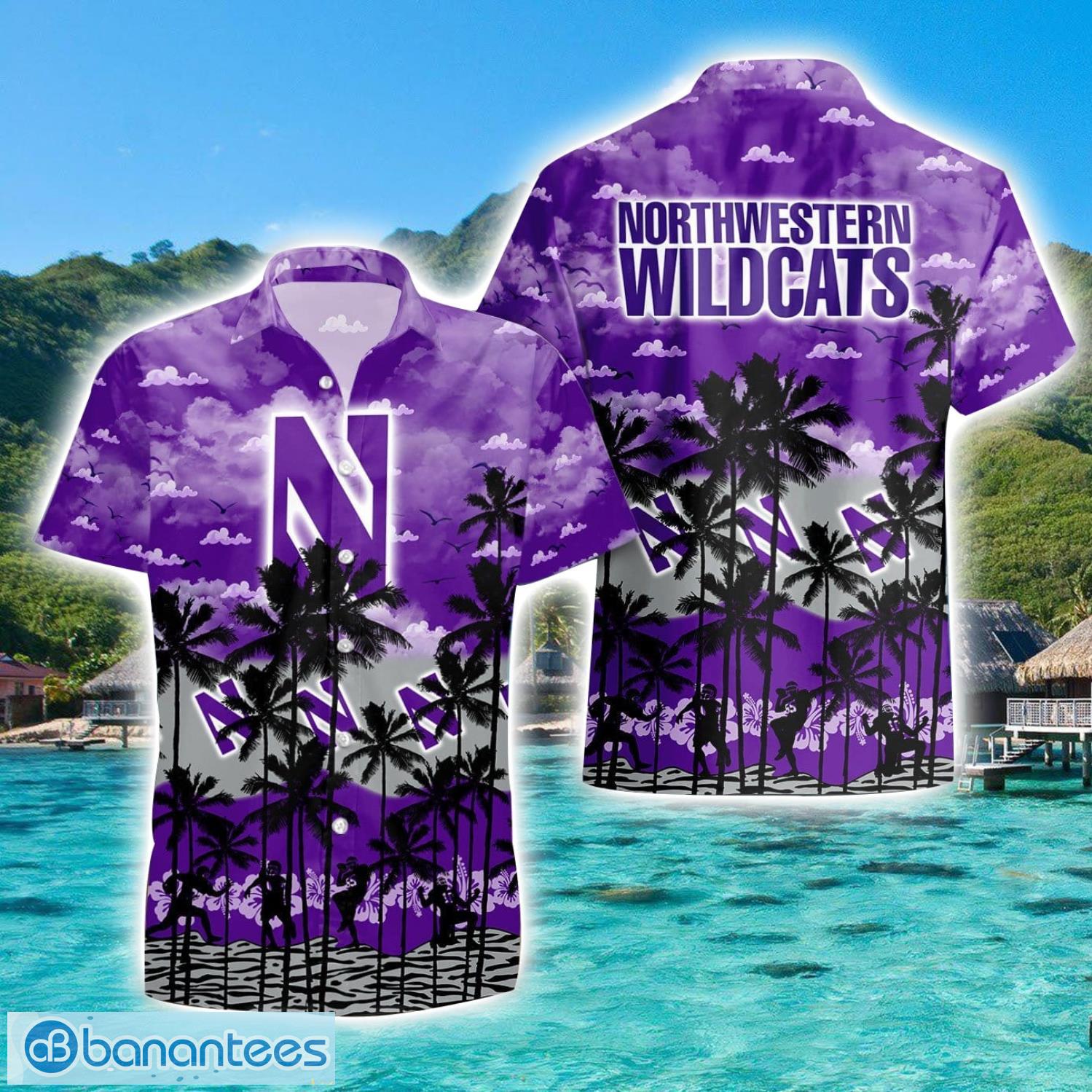 northwestern wildcats 3d hawaiian shirt sports team logo beach shirt image Northwestern Wildcats 3D Hawaiian Shirt Sports Team Logo Beach Shirt Product Photo 1