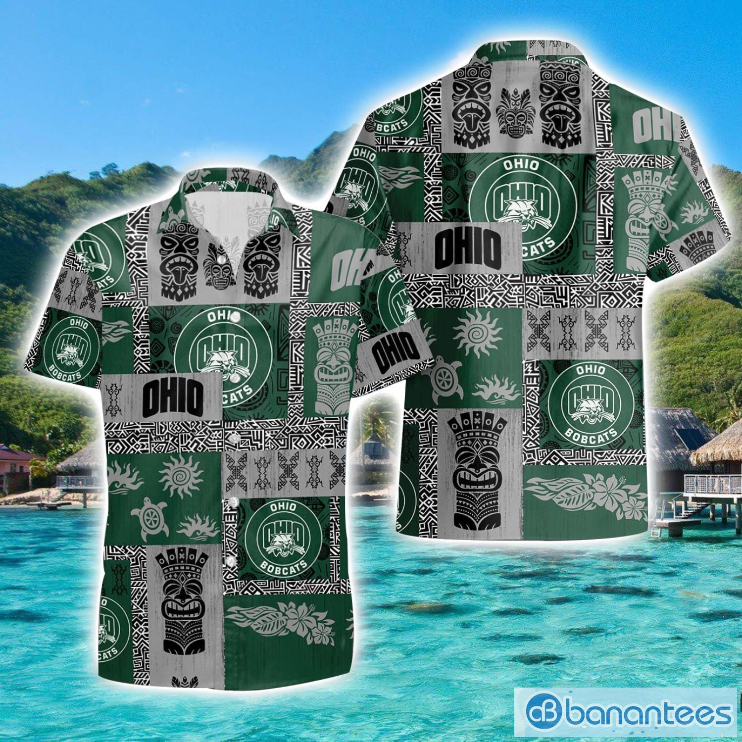 ohio bobcats hawaiian tiki vintage patterns hawaiian shirt summer gift image Ohio Bobcats Hawaiian Tiki Vintage Patterns Hawaiian Shirt Summer Gift Product Photo 1