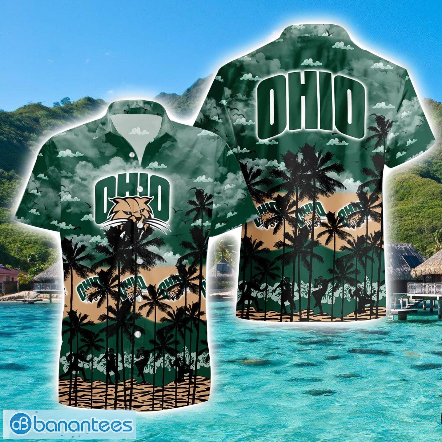 ohio university bobcats hawaiian shirt sports team logo beach shirt image Ohio University Bobcats Hawaiian Shirt Sports Team Logo Beach Shirt Product Photo 1
