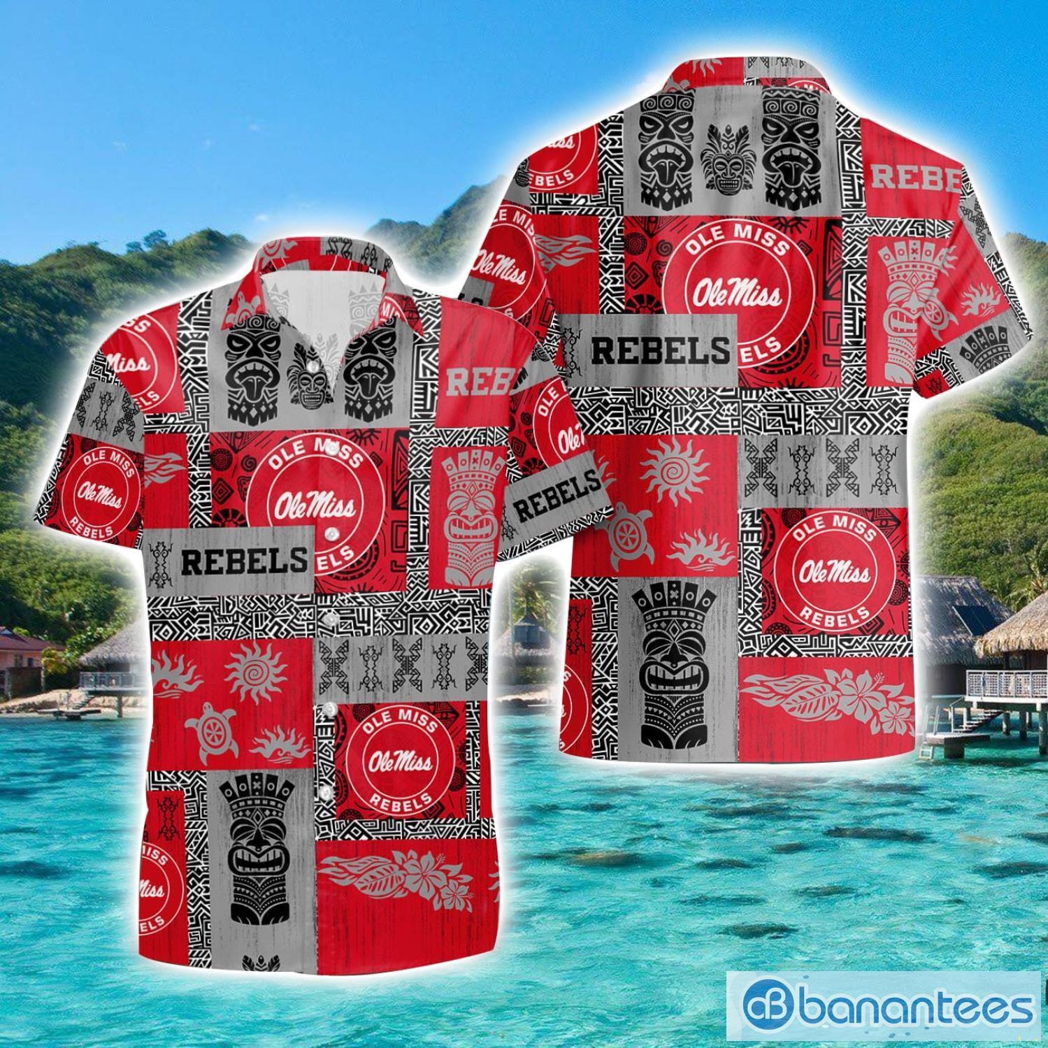 ole miss rebels hawaiian tiki vintage patterns hawaiian shirt summer gift image Ole Miss Rebels Hawaiian Tiki Vintage Patterns Hawaiian Shirt Summer Gift Product Photo 1