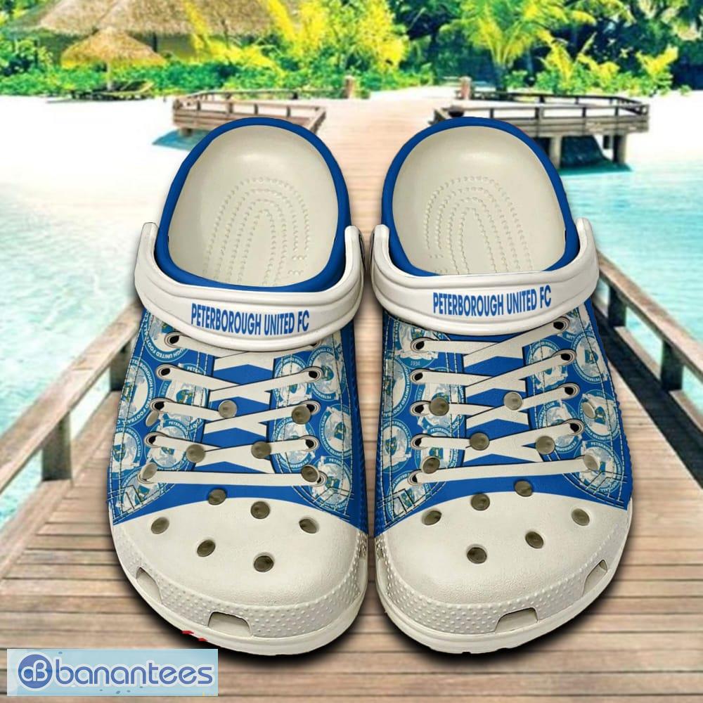 peterborough united fc 3d clog shoes for fans summer beach all over print image Peterborough United F.C 3D Clog Shoes For Fans Summer Beach All Over Print - Peterborough United F.C 3D Clog Shoes For Fans Summer Beach All Over Print