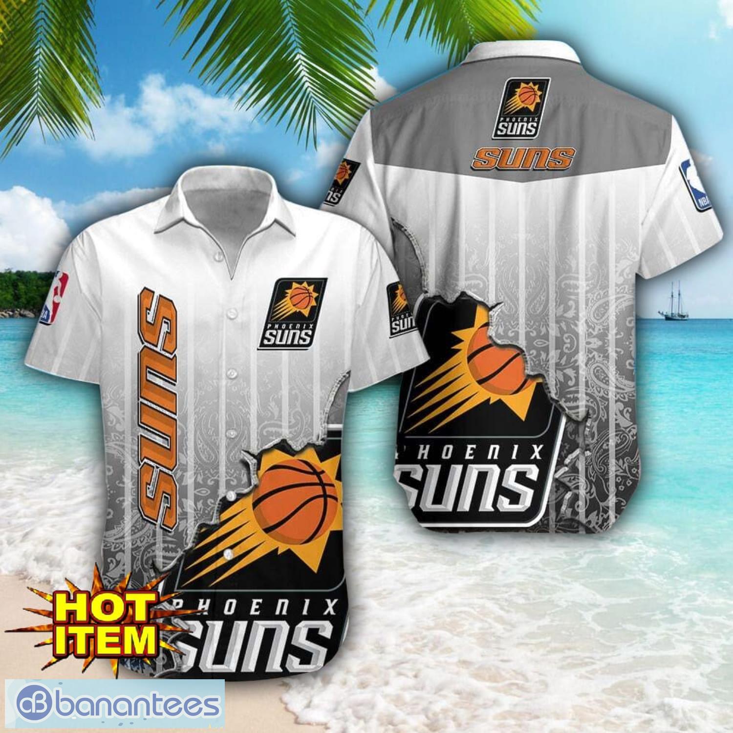 phoenix suns logo broken wall printed 3d hawaiian shirt for fans image Phoenix Suns Logo Broken Wall Printed 3D Hawaiian Shirt For Fans Product Photo 1