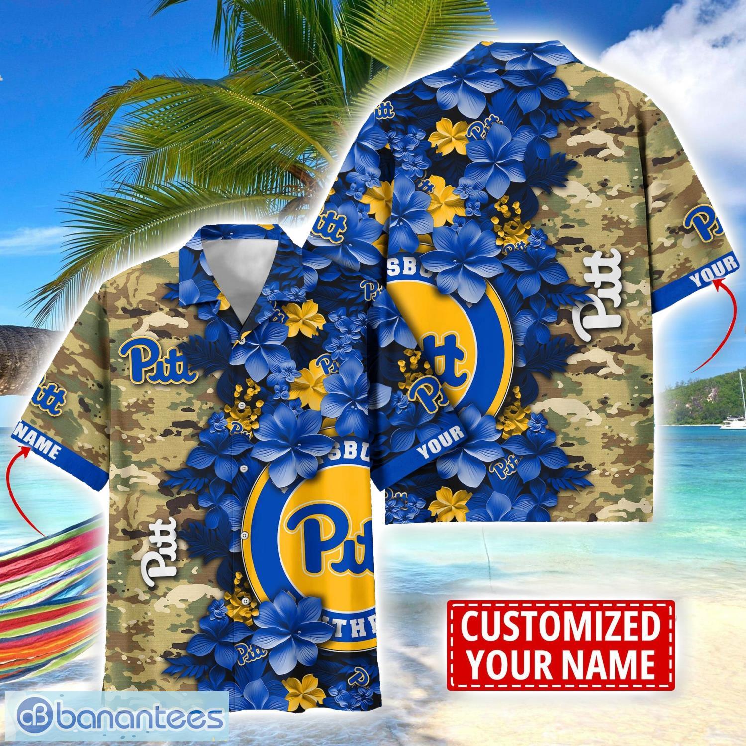 pittsburgh panthers custom name personalized camo flower pattern hawaiian shirt image Pittsburgh Panthers Custom Name Personalized Camo Flower Pattern Hawaiian Shirt Product Photo 1