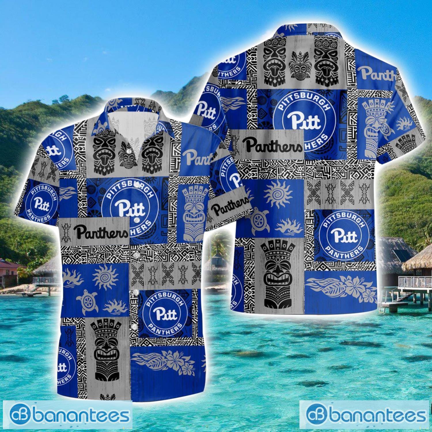 pittsburgh panthers hawaiian tiki vintage patterns hawaiian shirt summer gift image Pittsburgh Panthers Hawaiian Tiki Vintage Patterns Hawaiian Shirt Summer Gift Product Photo 1