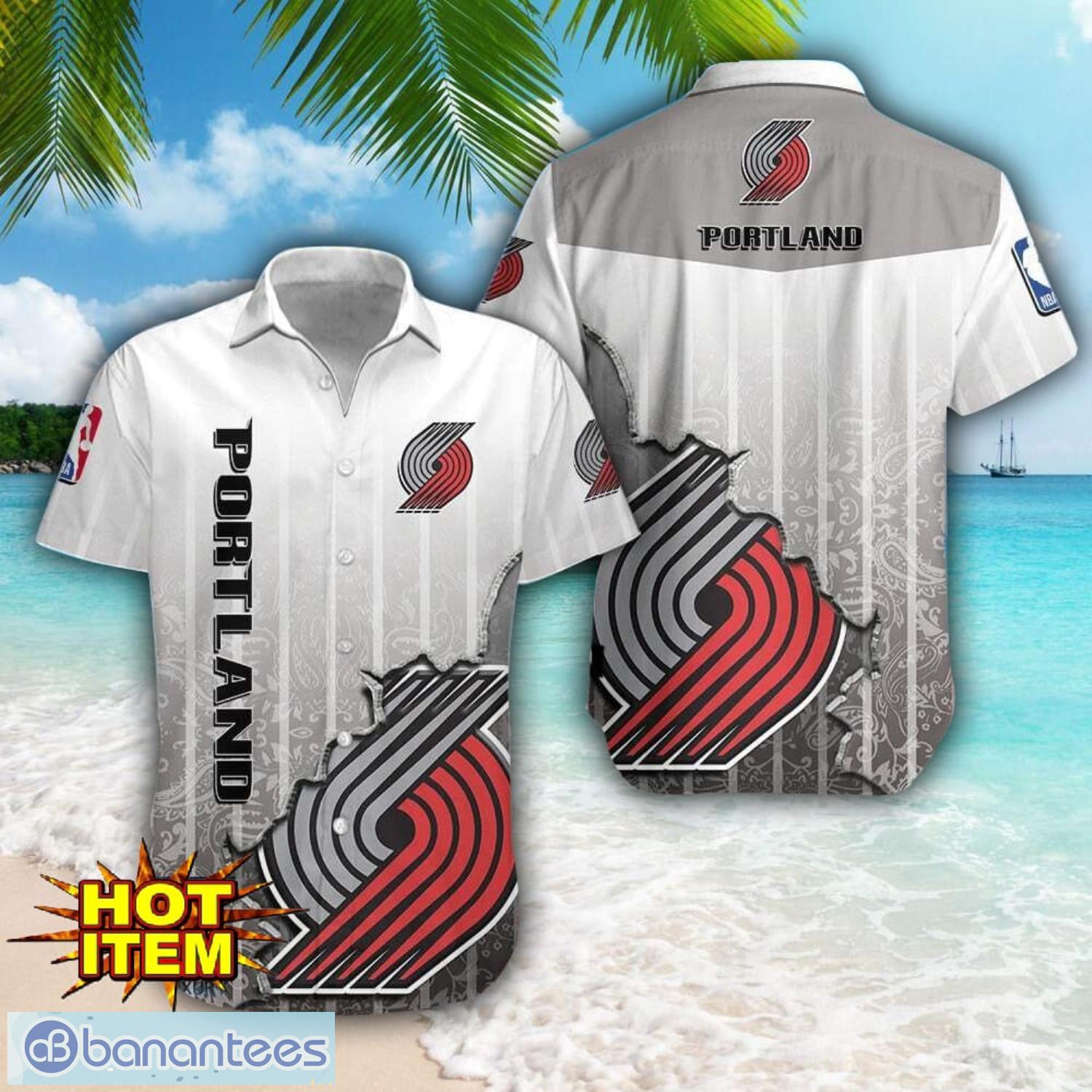 portland trail blazers logo broken wall printed 3d hawaiian shirt for fans image Portland Trail Blazers Logo Broken Wall Printed 3D Hawaiian Shirt For Fans Product Photo 1