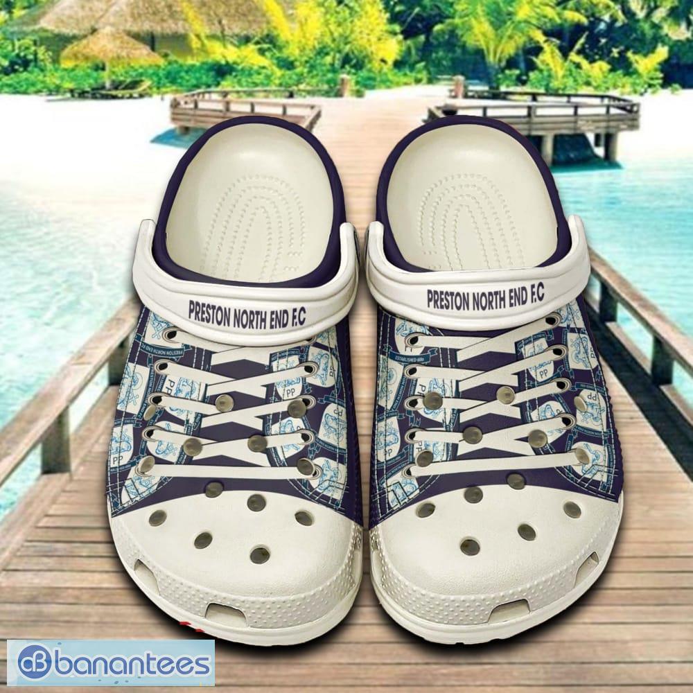 preston north end fc 3d clog shoes for fans summer beach all over print image Preston North End F.C 3D Clog Shoes For Fans Summer Beach All Over Print - Preston North End F.C 3D Clog Shoes For Fans Summer Beach All Over Print