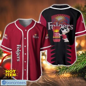 Folgers Snoopy Baseball Jersey Shirt For Snoopy Lovers Gift Ideas Product Photo 1