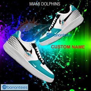 Custom Name NFL Miami Dolphins Air Force 1 Shoes New AOP Gift AF1 Sneaker For Fans - NFL Miami Dolphins For Fans Air Force 1 Sneaker Personalized Style 1