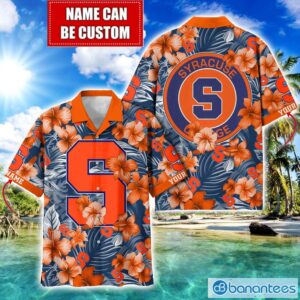 Syracuse Orange Big Logo Custom Name Aloha Flower Hawaiian Shirt Trending Summer Product Photo 1
