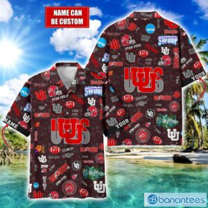 Utah Utes Football Beach Shirts Logo Custom Name Hawaiian Shirt Product Photo 1