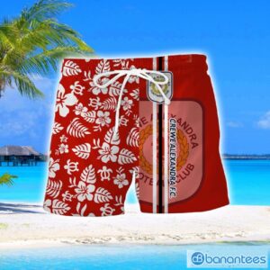 Crewe Alexandra Turtle Flower Pattern Aloha Hawaiian Shirt And Shorts Beach Set For Men And Women Product Photo 2