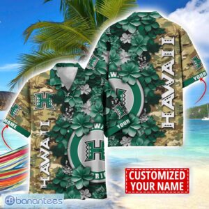 Hawaii Rainbow Warriors Custom Name Personalized Camo Flower Pattern Hawaiian Shirt Product Photo 1