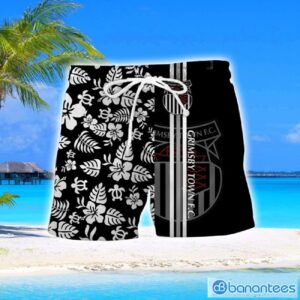 Grimsby Town Turtle Flower Pattern Aloha Hawaiian Shirt And Shorts Beach Set For Men And Women Product Photo 2