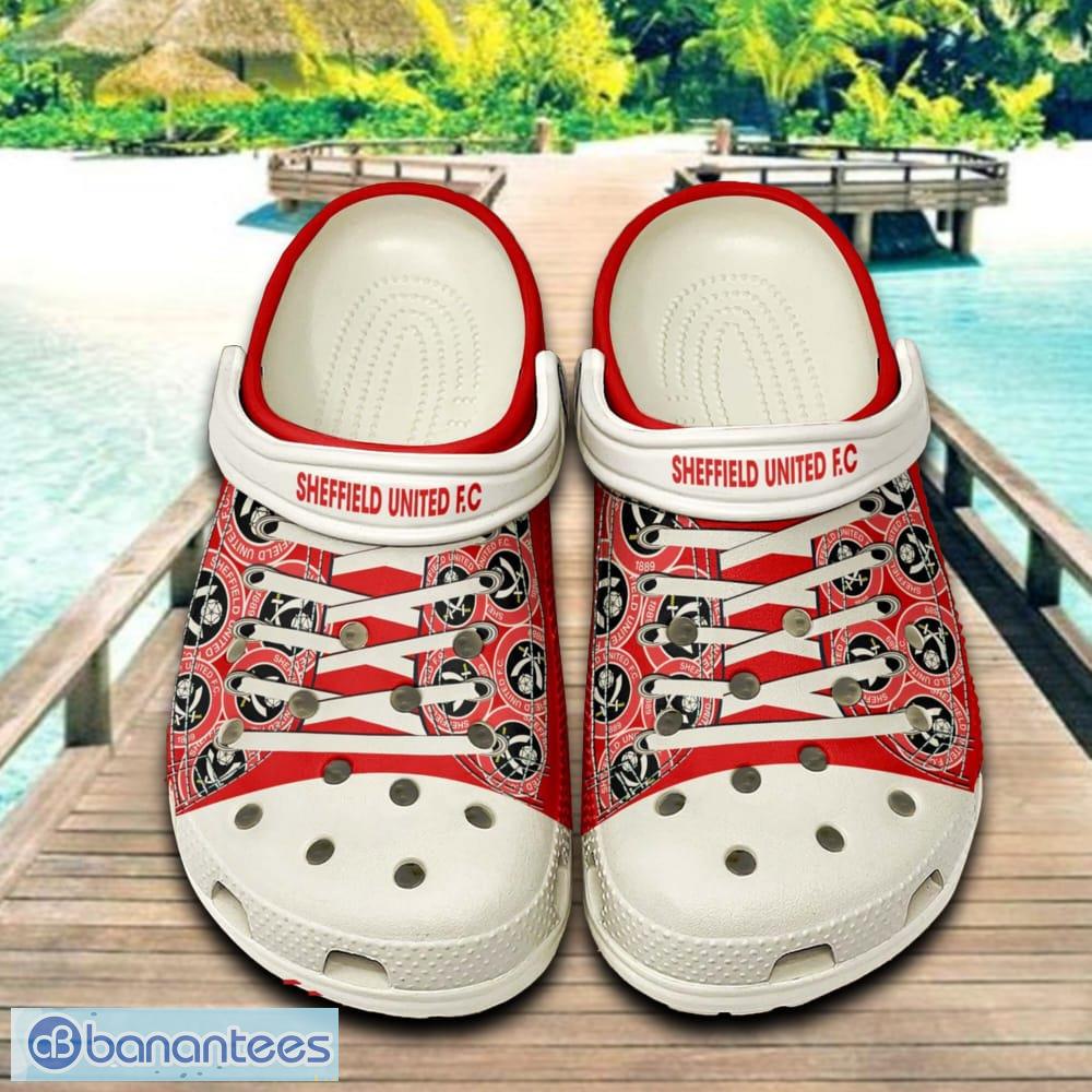 sheffield united fc 3d clog shoes for fans summer beach all over print image Sheffield United F.C 3D Clog Shoes For Fans Summer Beach All Over Print - Sheffield United F.C 3D Clog Shoes For Fans Summer Beach All Over Print