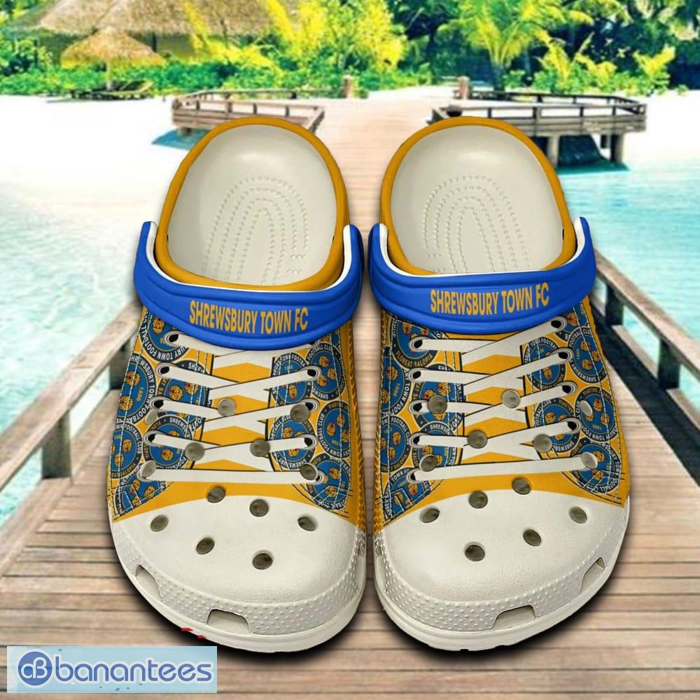 shrewsbury town 3d clog shoes for fans summer beach all over print image Shrewsbury Town 3D Clog Shoes For Fans Summer Beach All Over Print - Shrewsbury Town 3D Clog Shoes For Fans Summer Beach All Over Print