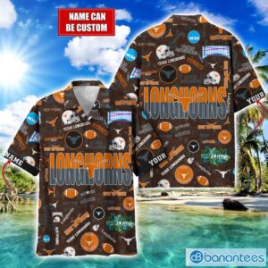 Texas Longhorns Football Beach Shirts Logo Custom Name Hawaiian Shirt Product Photo 1