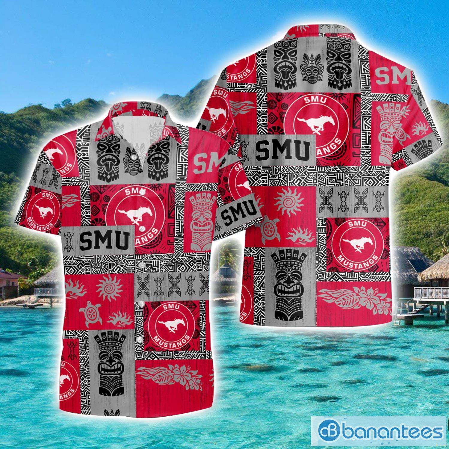 smu mustangs tiki vintage patterns hawaiian shirt summer gift image SMU Mustangs Tiki Vintage Patterns Hawaiian Shirt Summer Gift Product Photo 1