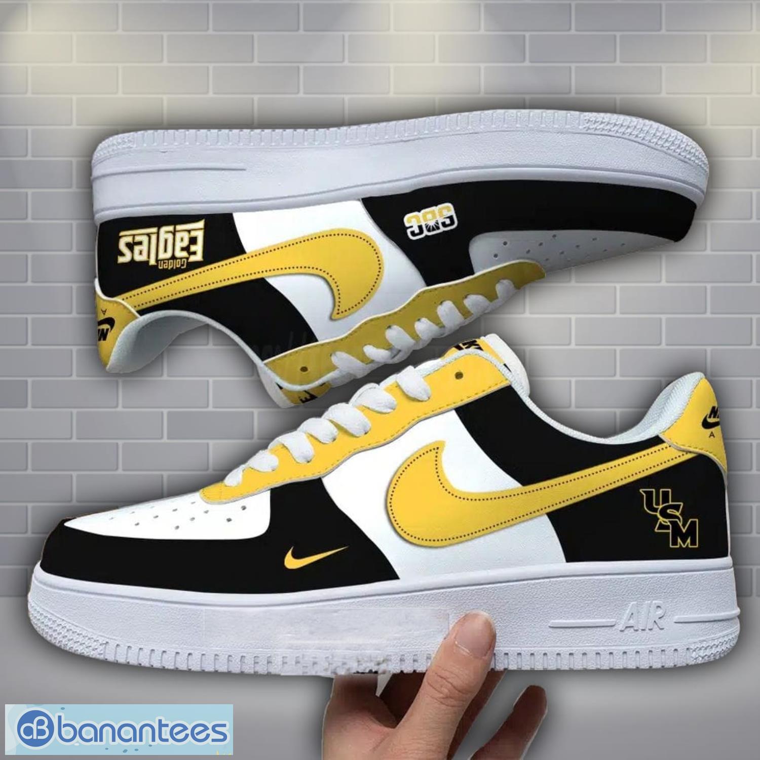 southern miss golden eagles ncaa air force custom name af1 air force sneakers image Southern Miss Golden Eagles NCAA Air Force Custom Name AF1 Air Force Sneakers Product Photo 1