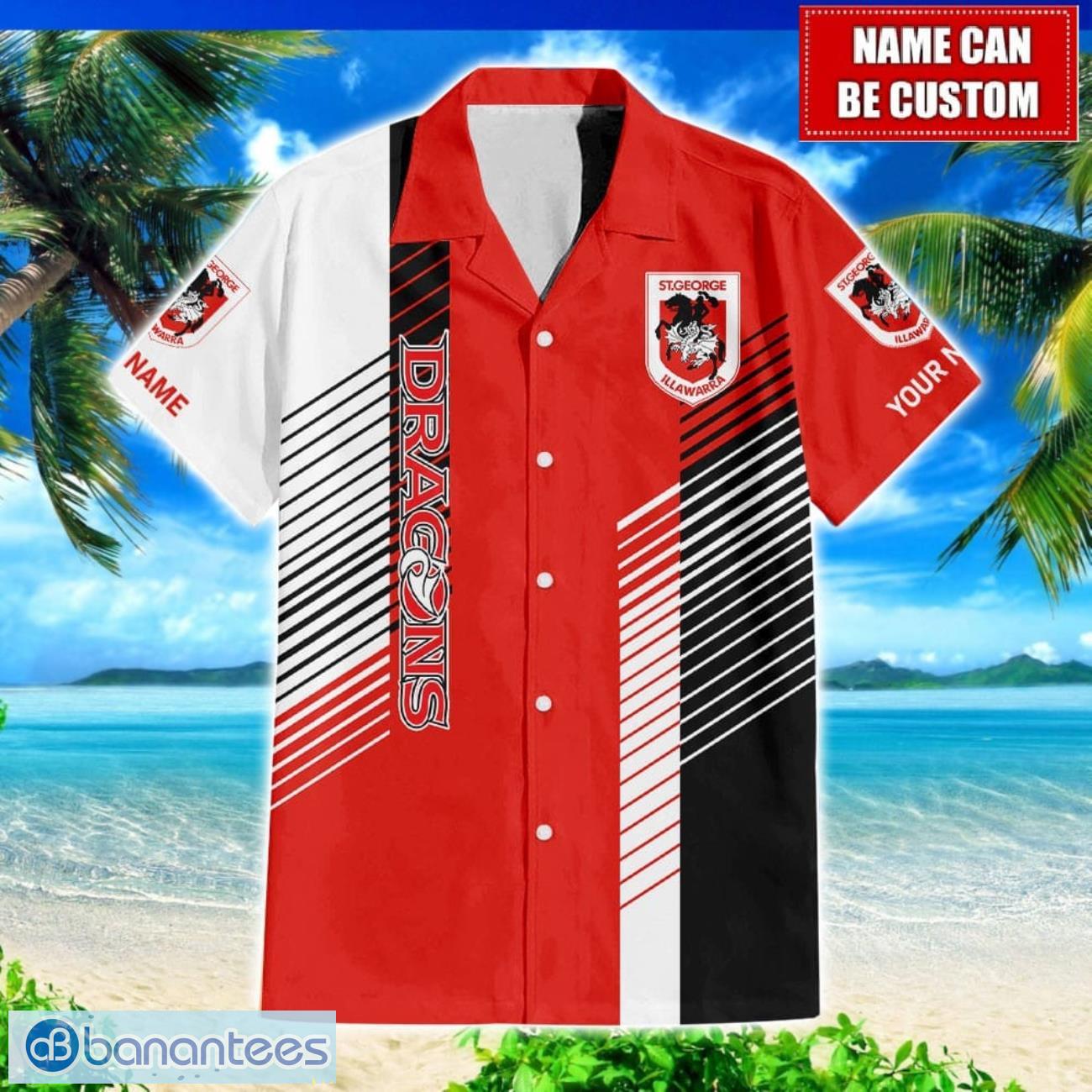 st george illawarra dragons nrl custom name hawaiian shirt for men and women beach gift image St. George Illawarra Dragons NRL Custom Name Hawaiian Shirt For Men And Women Beach Gift Product Photo 1