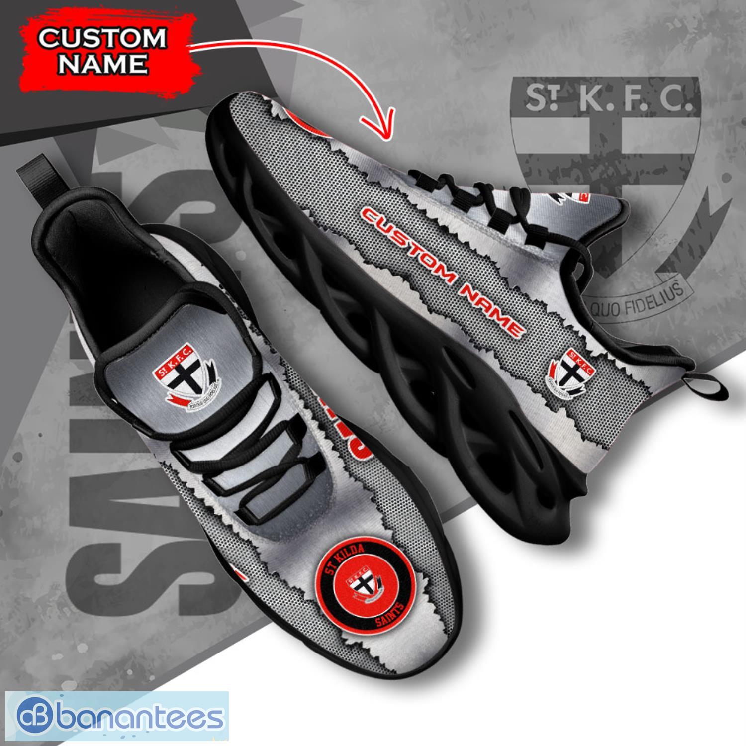st kilda saints afl max soul shoes grey running sneakers custom nam for men and women image St Kilda Saints AFL Max Soul Shoes Grey Running Sneakers Custom Nam For Men And Women Product Photo 1