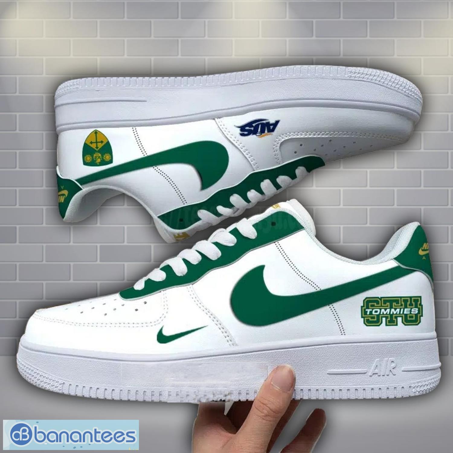st thomas tommies air force custom name af1 air force sneakers image St. Thomas Tommies Air Force Custom Name AF1 Air Force Sneakers Product Photo 1