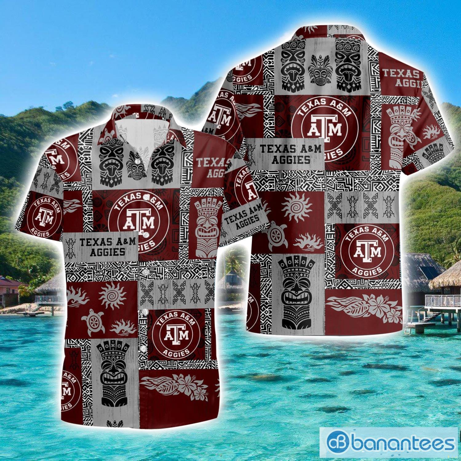 texas aampm aggies tiki vintage patterns hawaiian shirt summer gift image Texas A&M Aggies Tiki Vintage Patterns Hawaiian Shirt Summer Gift Product Photo 1