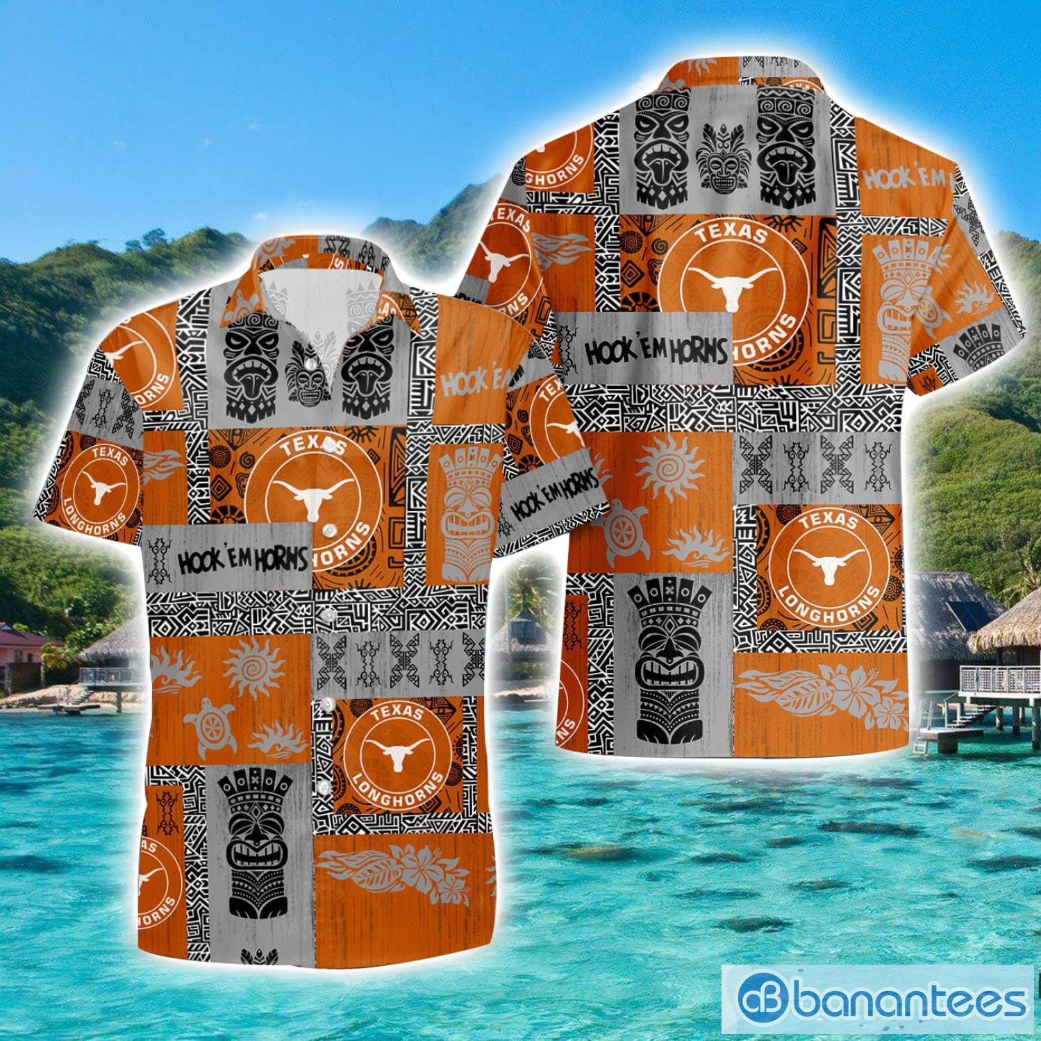 texas longhorns tiki vintage patterns hawaiian shirt summer gift image Texas Longhorns Tiki Vintage Patterns Hawaiian Shirt Summer Gift Product Photo 1