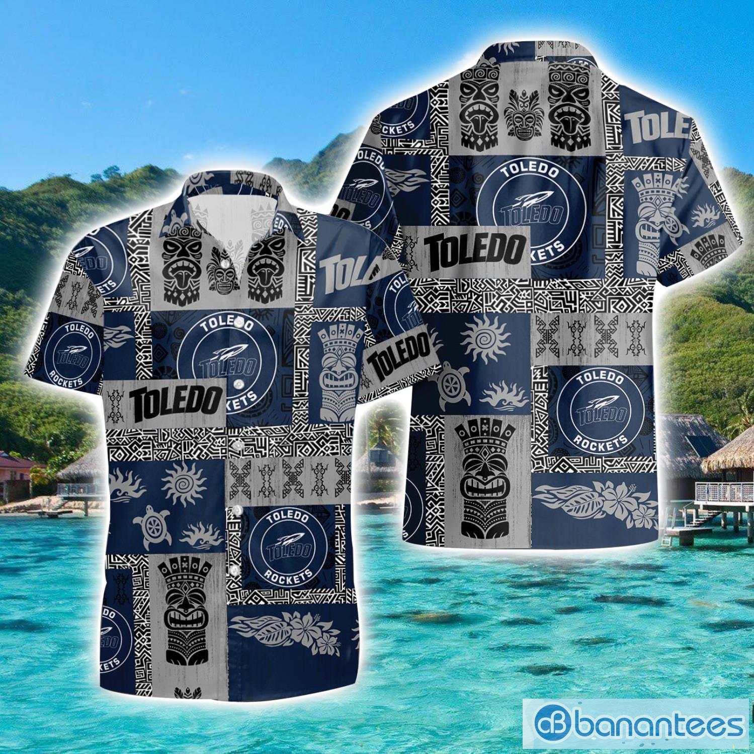 toledo rockets tiki vintage patterns hawaiian shirt summer gift image Toledo Rockets Tiki Vintage Patterns Hawaiian Shirt Summer Gift Product Photo 1