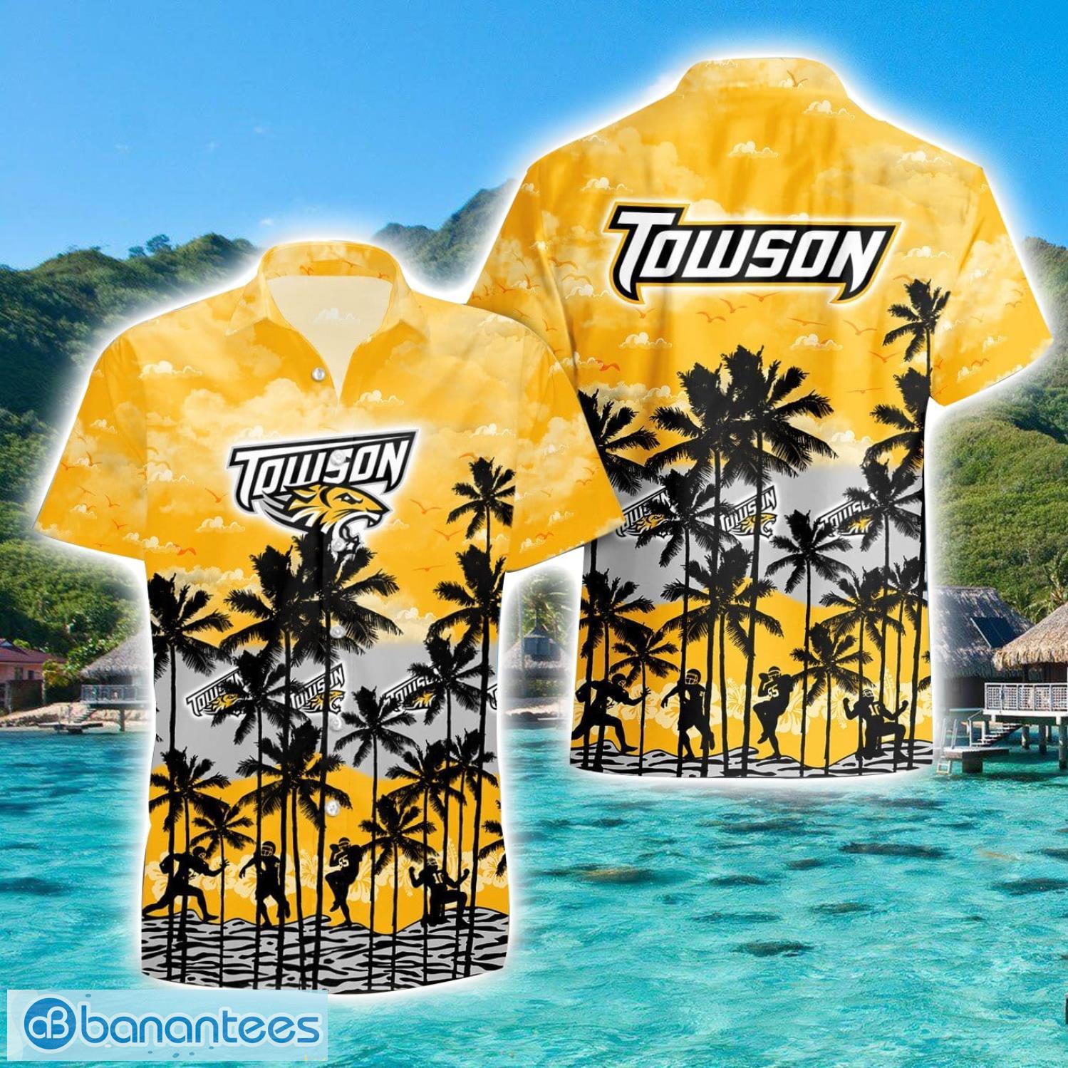 towson university hawaiian shirt sports team logo beach shirt image Towson University Hawaiian Shirt Sports Team Logo Beach Shirt Product Photo 1