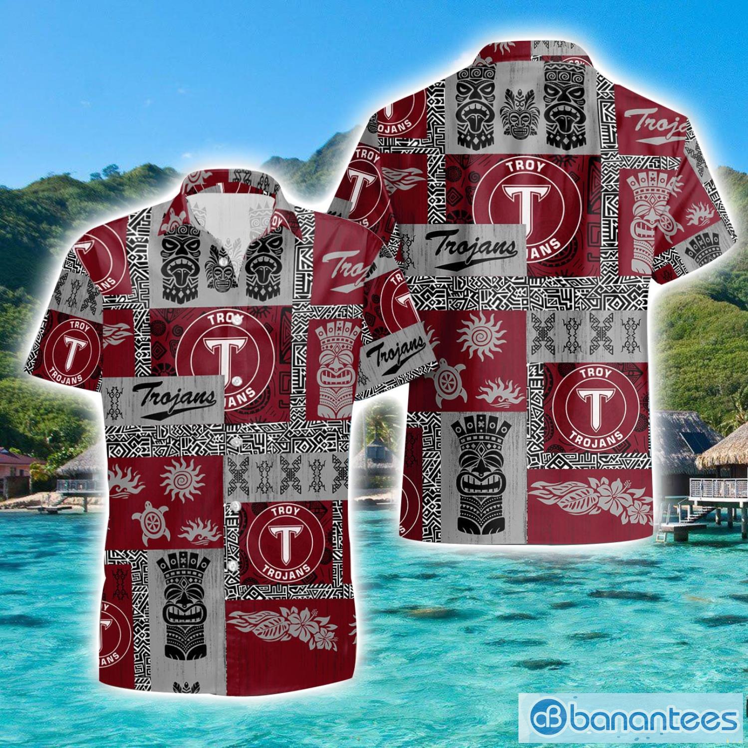 troy trojans tiki vintage patterns hawaiian shirt summer gift image Troy Trojans Tiki Vintage Patterns Hawaiian Shirt Summer Gift Product Photo 1