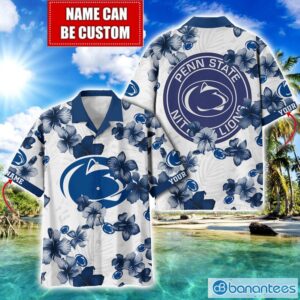 Penn State Nittany Lions Big Logo Custom Name Aloha Flower Hawaiian Shirt Trending Summer Product Photo 1