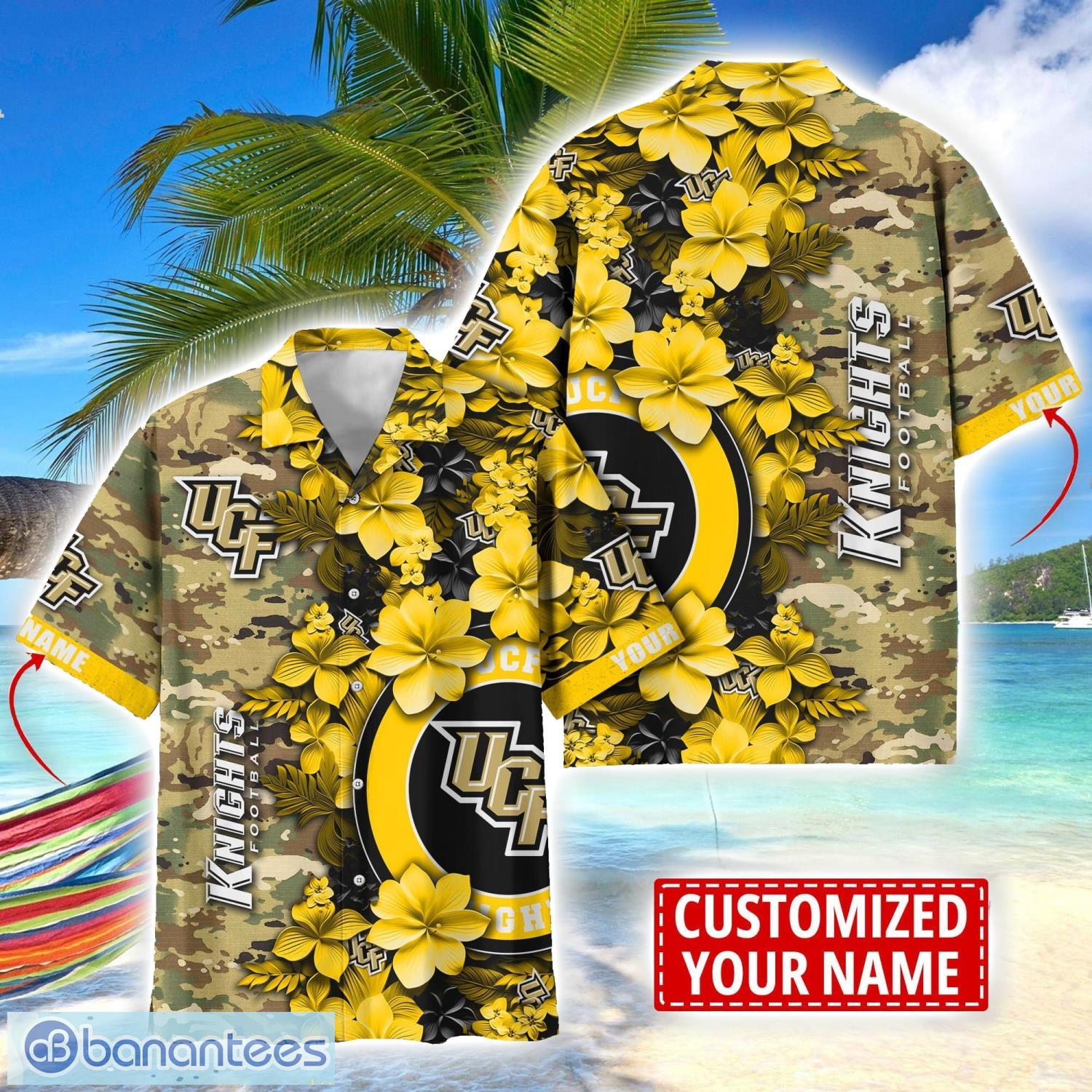 ucf knights custom name personalized camo flower pattern hawaiian shirt image UCF Knights Custom Name Personalized Camo Flower Pattern Hawaiian Shirt Product Photo 1