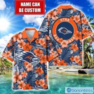 UTSA Roadrunners Big Logo Custom Name Aloha Flower Hawaiian Shirt Trending Summer Product Photo 1