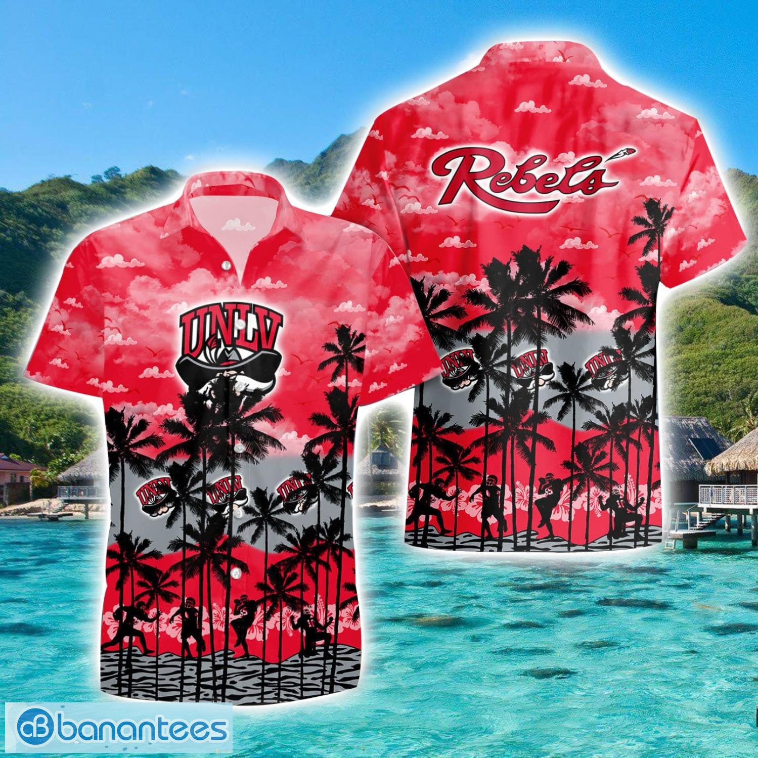 unlv rebels 3d hawaiian shirt sports team logo beach shirt image UNLV Rebels 3D Hawaiian Shirt Sports Team Logo Beach Shirt Product Photo 1