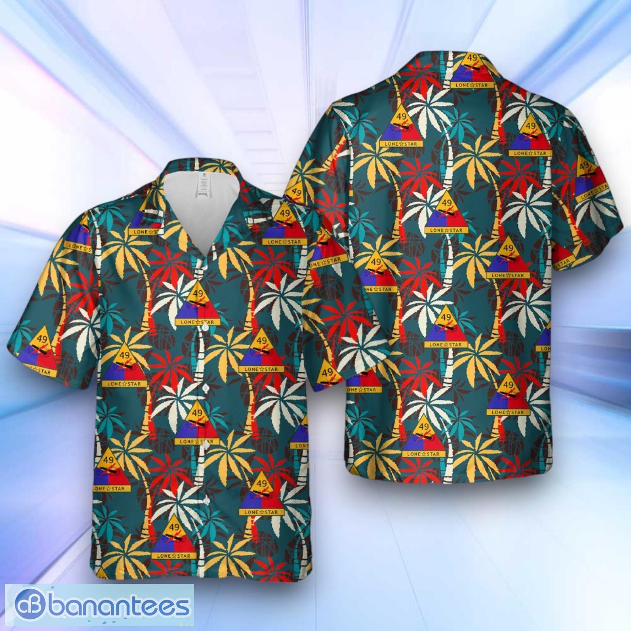 us army 49th armored division lone star hawaiian shirt image US Army 49th Armored Division Lone Star Hawaiian Shirt Product Photo 1