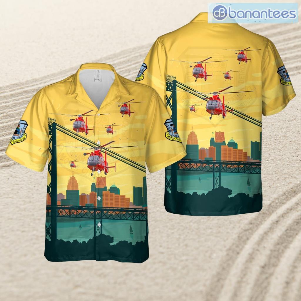 us coast guard air station detroit mh 65d dolphin tropical beach hawaiian shirt image Us Coast Guard Air Station Detroit Mh-65d Dolphin Tropical Beach Hawaiian Shirt Product Photo 1