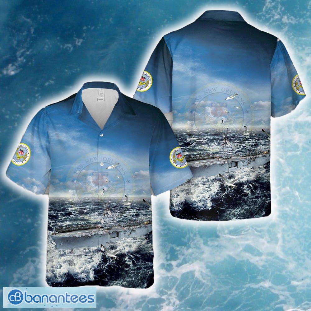 us navy uss new orleans lph1 iwo jima class amphibious assault ship hawaiian shirt image US Navy USS New Orleans (LPH1) Iwo Jima class amphibious assault ship Hawaiian Shirt - US Navy USS New Orleans (LPH1) Iwo Jima class amphibious assault ship Hawaiian Shirt