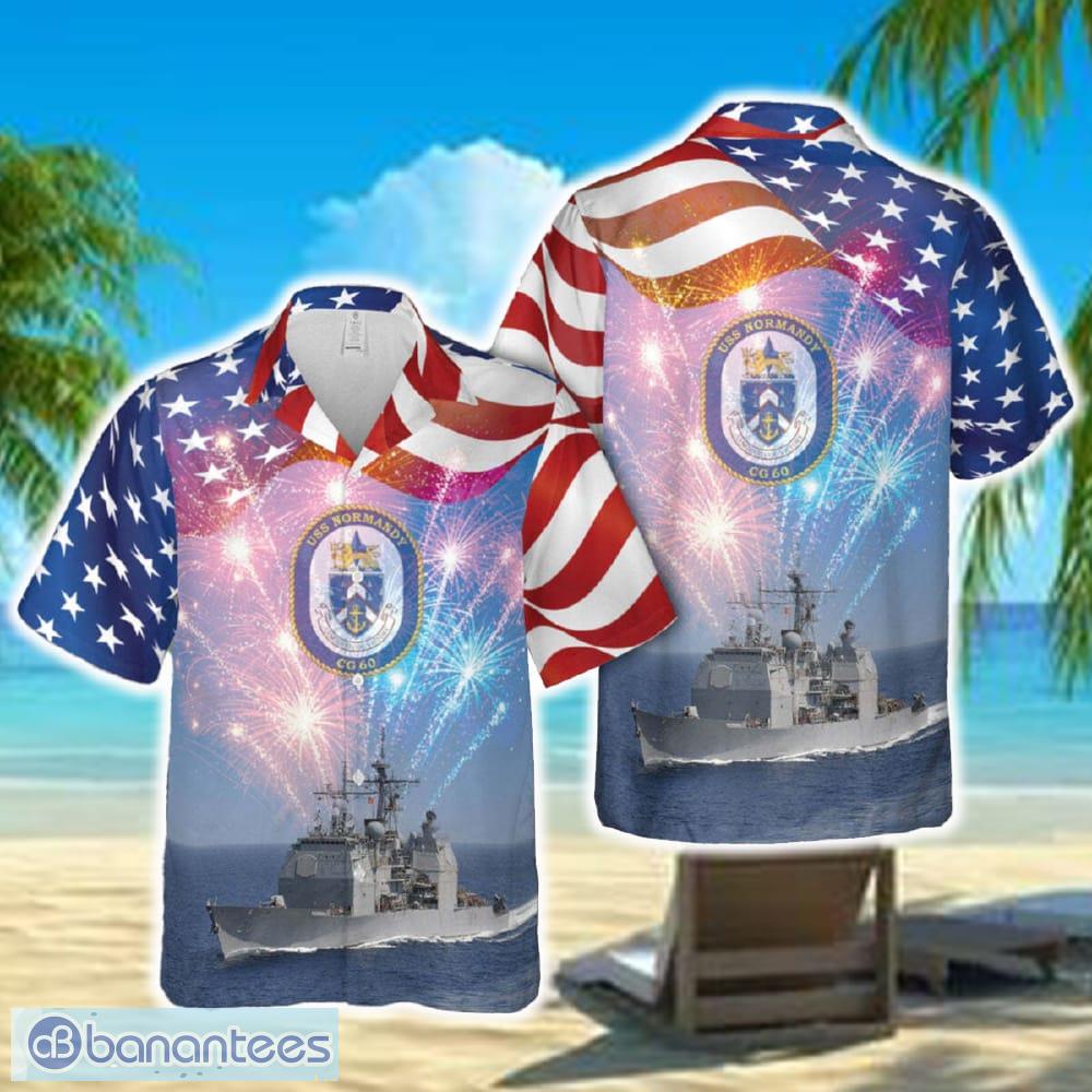 us navy uss normandy cg 60 4th of july hawaiian shirt image US Navy USS Normandy (CG 60) 4th Of July Hawaiian Shirt - US Navy USS Normandy (CG 60) 4th Of July Hawaiian Shirt