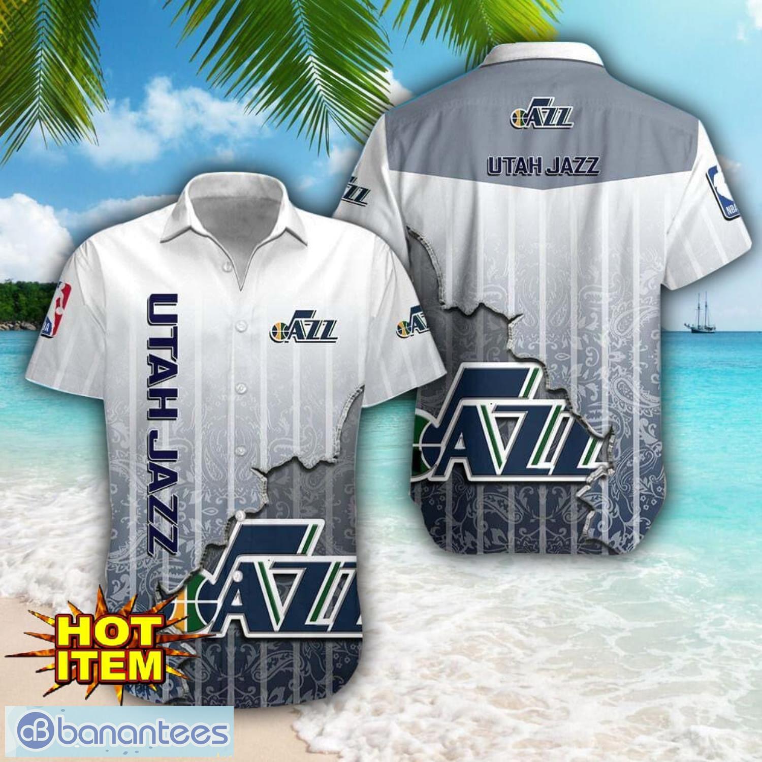 utah jazz logo broken wall printed 3d hawaiian shirt for fans image Utah Jazz Logo Broken Wall Printed 3D Hawaiian Shirt For Fans Product Photo 1