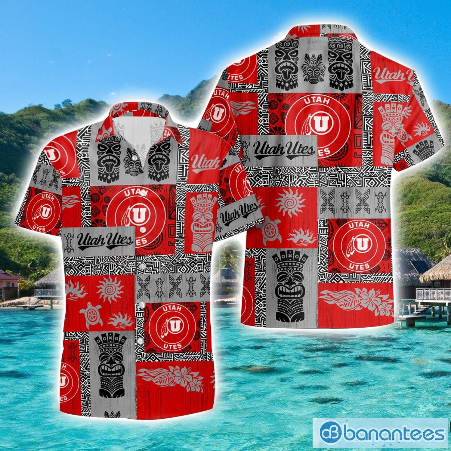 utah utes tiki vintage patterns hawaiian shirt summer gift image Utah Utes Tiki Vintage Patterns Hawaiian Shirt Summer Gift Product Photo 1