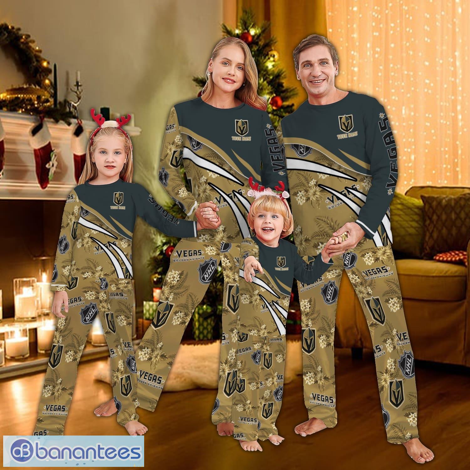 vegas golden knights logo team pajamas set gift for family image Vegas Golden Knights Logo Team Pajamas Set Gift For Family - Vegas Golden Knights Logo Team Pajamas Set Gift For Family