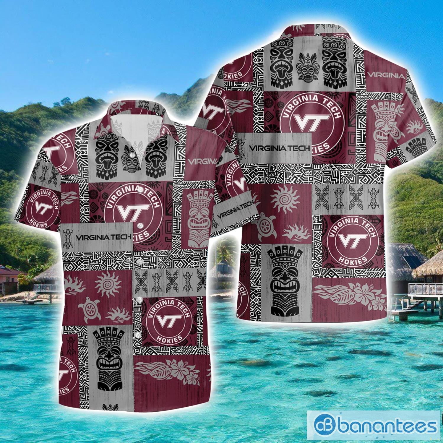 virginia tech hokies tiki vintage patterns hawaiian shirt summer gift image Virginia Tech Hokies Tiki Vintage Patterns Hawaiian Shirt Summer Gift Product Photo 1
