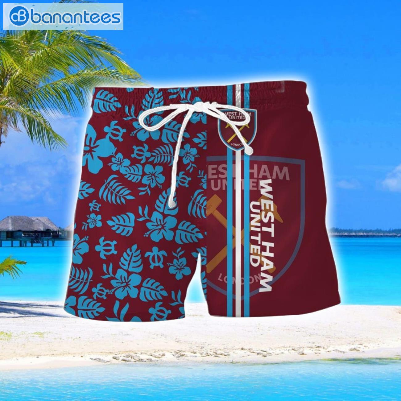 west ham united fc turtle flower pattern aloha hawaiian shirt and shorts beach set for men and women 1 image West Ham United F.C Turtle Flower Pattern Aloha Hawaiian Shirt And Shorts Beach Set For Men And Women Product Photo 2