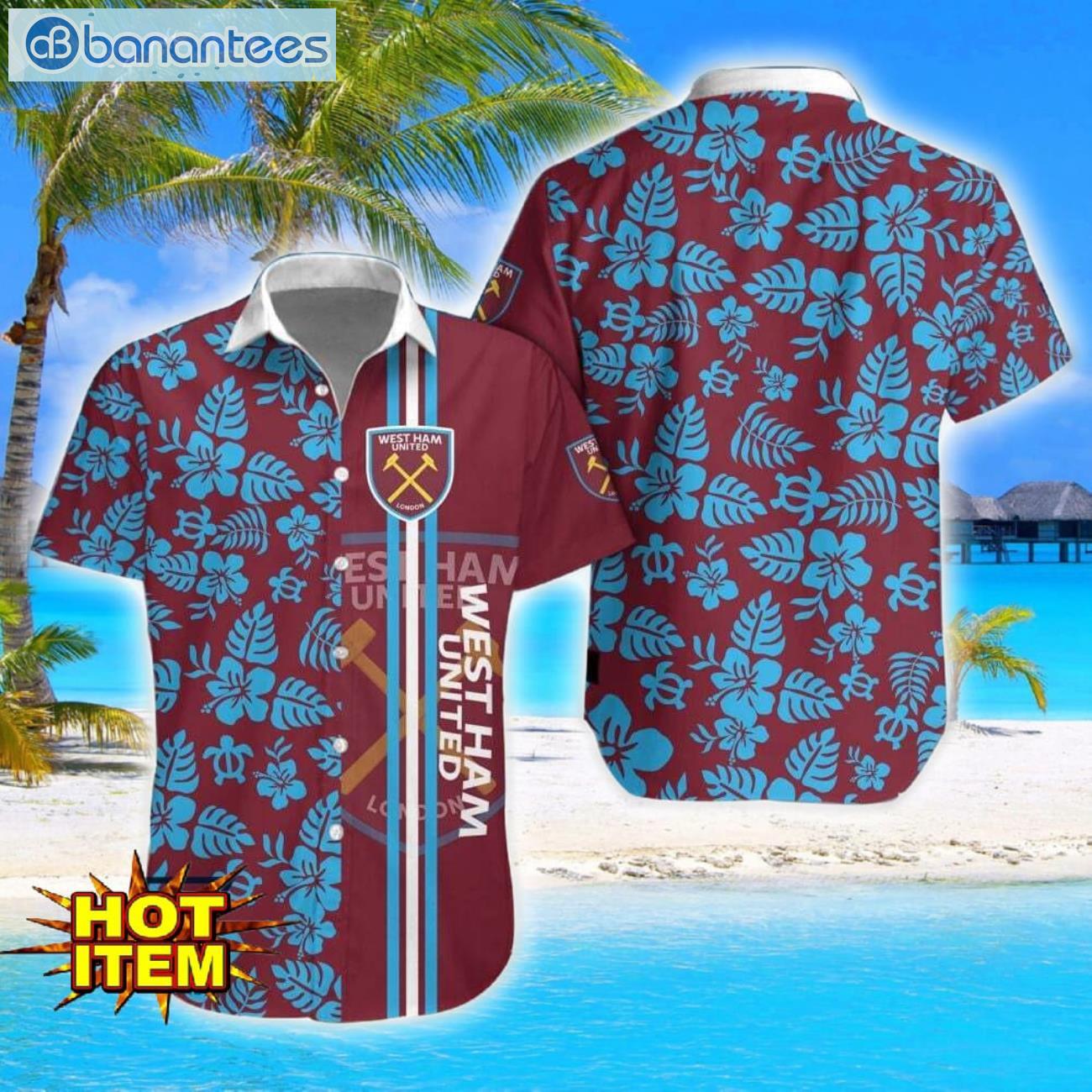 west ham united fc turtle flower pattern aloha hawaiian shirt and shorts beach set for men and women image West Ham United F.C Turtle Flower Pattern Aloha Hawaiian Shirt And Shorts Beach Set For Men And Women Product Photo 1