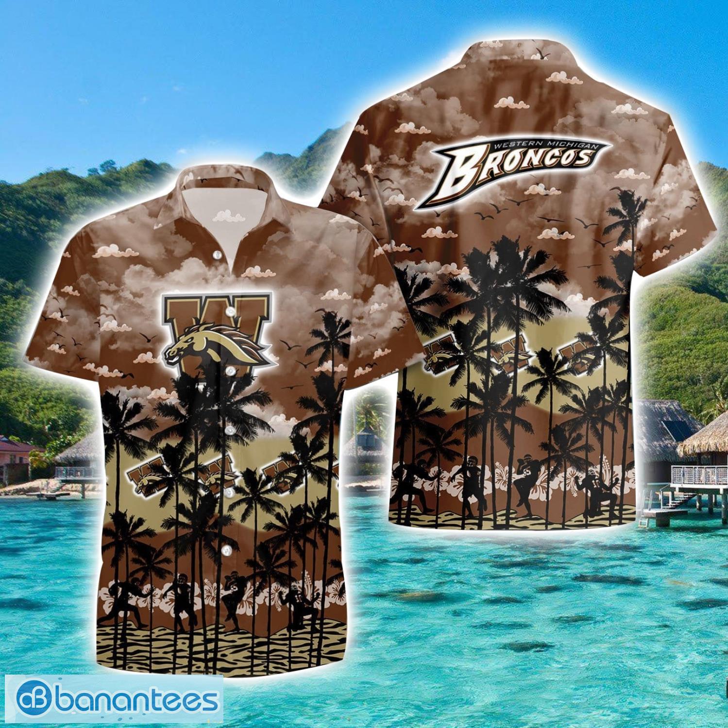 western michigan broncos 3d hawaiian shirt sports team logo beach shirt image Western Michigan Broncos 3D Hawaiian Shirt Sports Team Logo Beach Shirt Product Photo 1