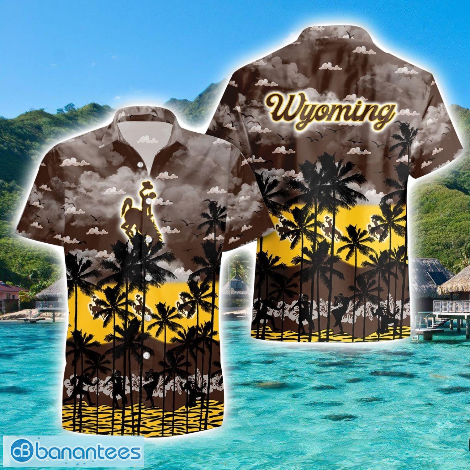 wyoming cowboys hawaiian shirt sports team logo beach shirt image Wyoming Cowboys Hawaiian Shirt Sports Team Logo Beach Shirt Product Photo 1